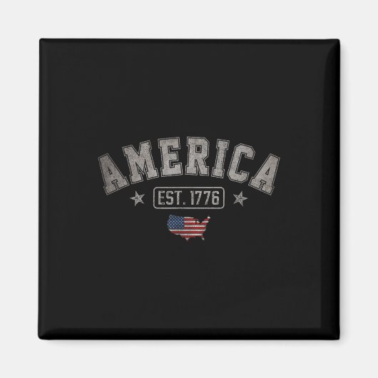 Est 1776アメリカ愛国的米国国旗7月4日Am マグネット (正面)