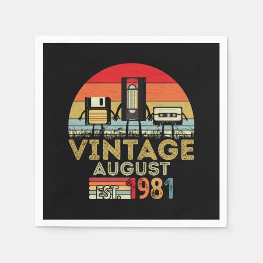 EST 1981威厳があるヴィンテージ40歳の誕生日 スタンダードカクテルナプキン (正面)