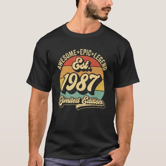 Est 1987 35歳35歳の誕生日パーティー tシャツ (正面)