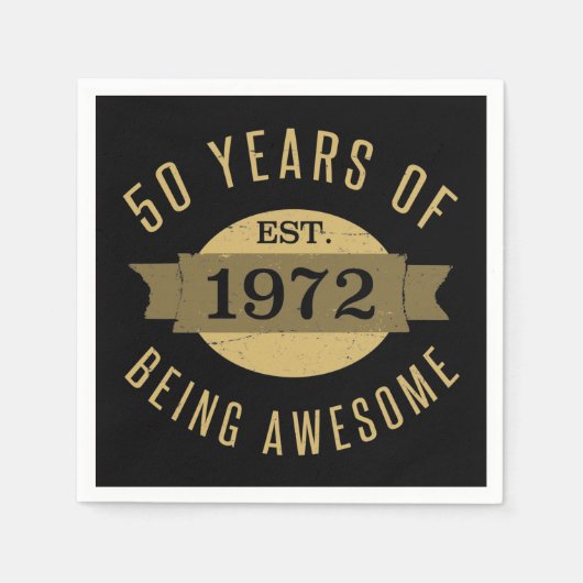 Established 1972 50th Birthday スタンダードカクテルナプキン (正面)