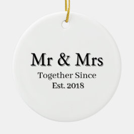 Established Year Modern Personalized Couple  セラミックオーナメント