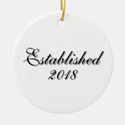 Established Year Personalized Couple Design セラミックオーナメント (正面)