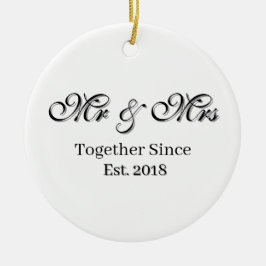 Established Year Personalized Couple Design セラミックオーナメント