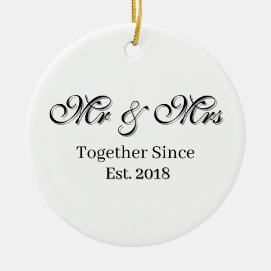Established Year Personalized Couple Design セラミックオーナメント (正面)