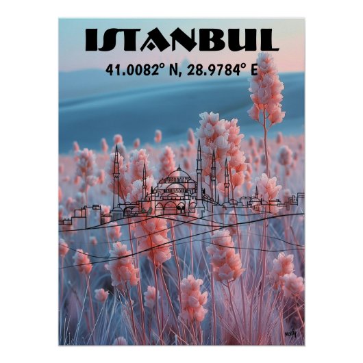 Estambul: Arte de Línea con coordenadas. ポスター (正面)