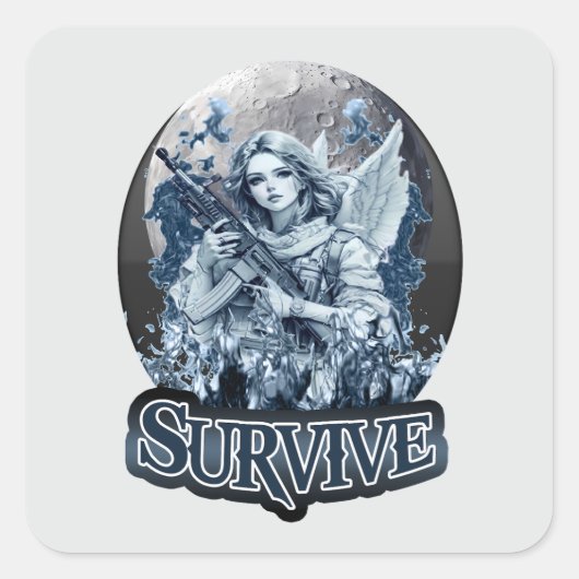 Estampa Anjo – Cyberpunk Guardian Angel - Adesivo スクエアシール (正面)