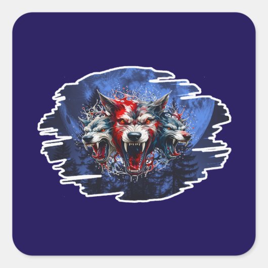 Estampa Graffiti - Cerberus Wolves - Adesivo スクエアシール (正面)