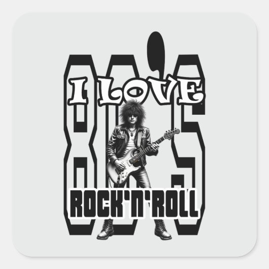 Estampa Rock - I Love 80s Rock’n’Roll – Adesivo スクエアシール (正面)