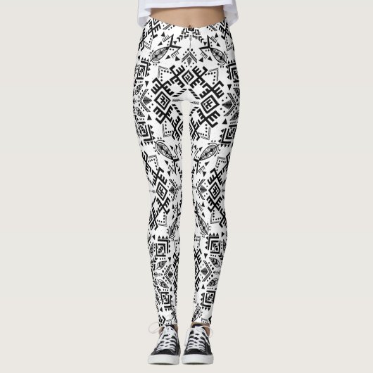 Estampado de Tejido Artesanal | Efecto Punto Boho レギンス (正面)