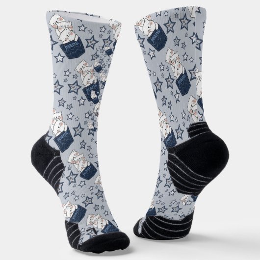 estampado integral bolsillo azul jeans y gata ソックス (傾斜あり)