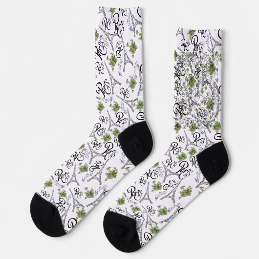 estampado integral de parís con flores ソックス (左)