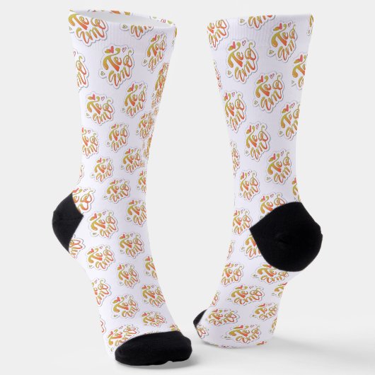 estampado integral te amo  ソックス (傾斜あり)