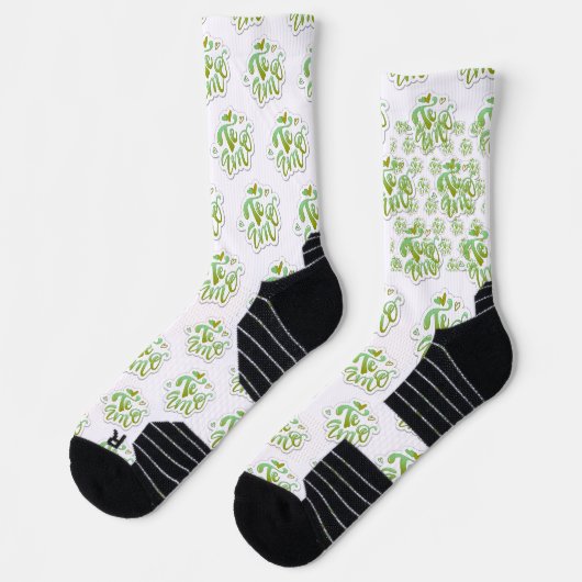 estampado integral te amo en verde ソックス (左)