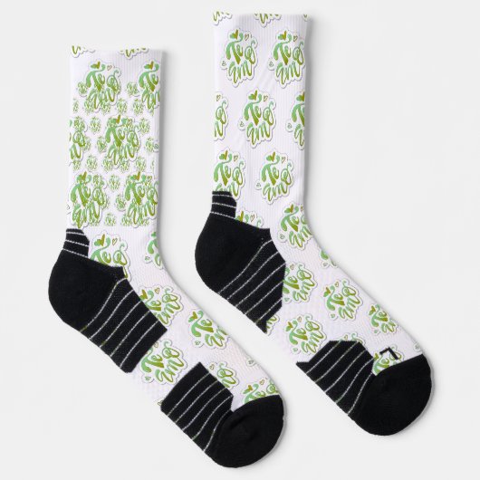 estampado integral te amo en verde ソックス (右)