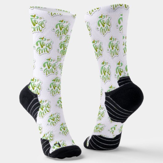 estampado integral te amo en verde ソックス (傾斜あり)