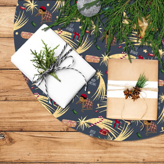 estampado navideño de regalos y dulces para niños ブラッシュドポリエステルツリースカート