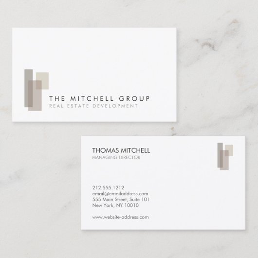 Estateモダン、Builder実在、Architectのロゴ 名刺 (正面/裏面)