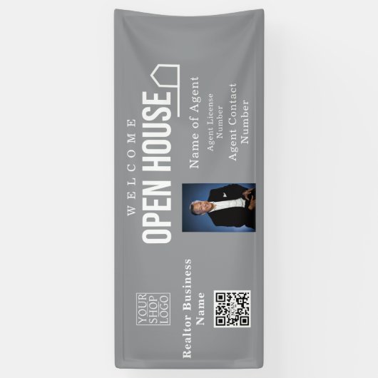 Estate Open House Logo Photo Grey 横断幕 (縦)