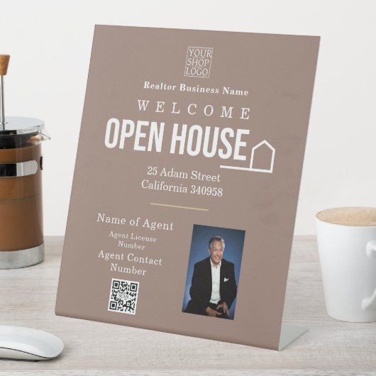 Estate Open House Logo Photo Light Brown 台座サイン (インサイチュ)