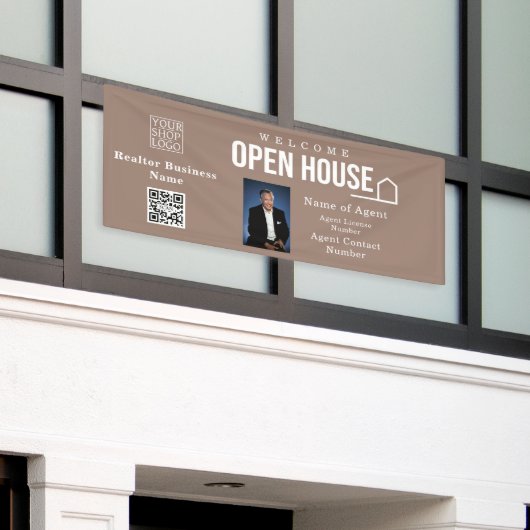 Estate Open House Logo Photo Light Brown 横断幕 (ビルの外側)