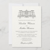 Estate Venue Sketch Classic Wedding Invitation 招待状 (正面)