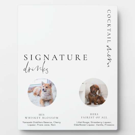 Estelle写真モダンミニマル署名ドリンクの署名 フォトプラーク (正面)