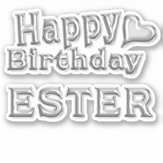 Ester Happy Birthday silver Aufkleber Sticker シール (正面)