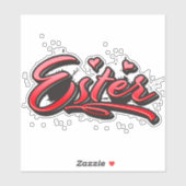 Ester red Heart Graffiti Aufkleber Sticker シール (シート)