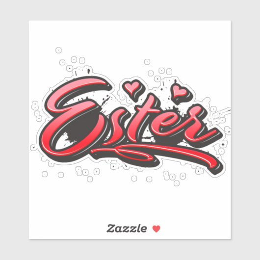 Ester red Heart Graffiti Aufkleber Sticker シール (シート)