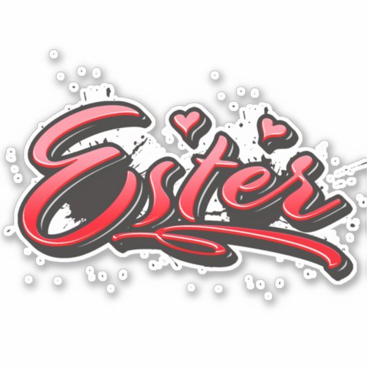 Ester red Heart Graffiti Aufkleber Sticker シール (正面)