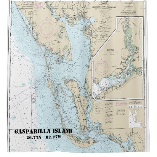 Estero Bay to Lemon Bayチャート航海の11426 Showe シャワーカーテン (正面)