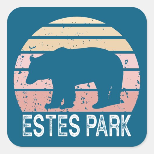 Estes Park Colorado Retro Bear スクエアシール (正面)