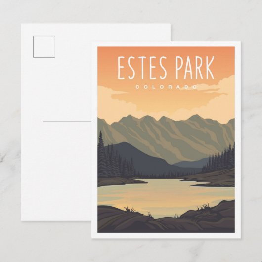Estes Park Colorado USA Travel Illustration ポストカード (正面/裏面)