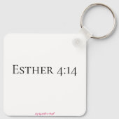 Esther 4:14聖なる書物、 経典聖句ピンクのシルエット キーホルダー (裏面)
