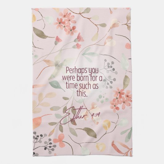 Esther 4:14 Christian Bible Verse Art キッチンタオル (縦)