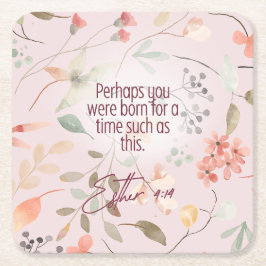 Esther 4:14 Christian Bible Verse Art スクエアペーパーコースター