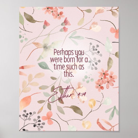 Esther 4:14 Christian Bible Verse Art ポスター (正面)