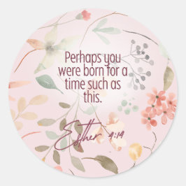 Esther 4:14 Christian Bible Verse Art ラウンドシール