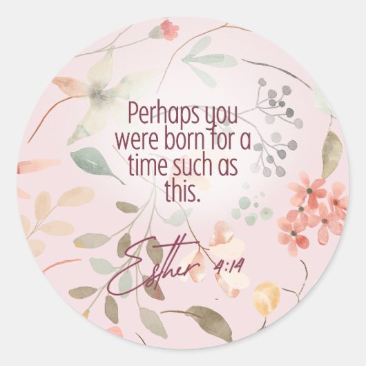 Esther 4:14 Christian Bible Verse Art ラウンドシール (正面)