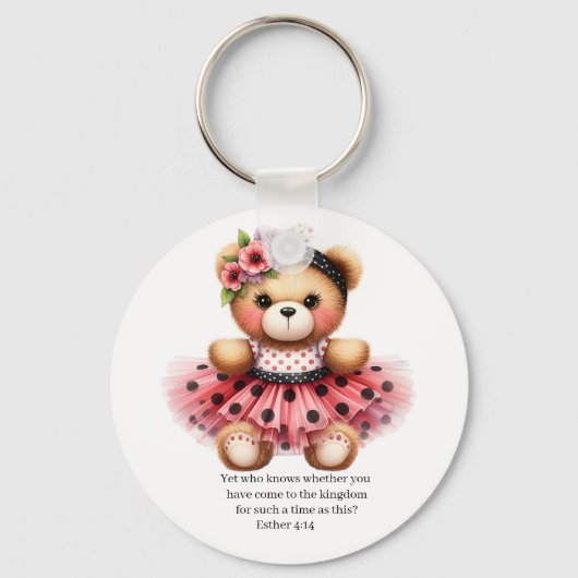 Esther 4:14 Girly Bear Keychain キーホルダー (裏面)