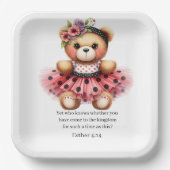 Esther 4:14 Girly Bear Paper Plates ペーパープレート (正面)