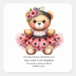 Esther 4:14 Girly Bear Stickers スクエアシール