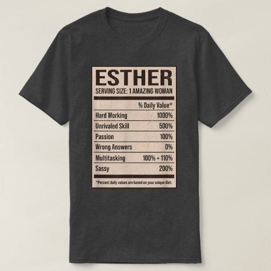 Esther Nutrition Facts Name Nickname別名タイトルF Tシャツ (デザイン正面)