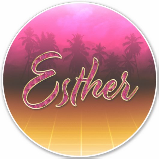 Esther Vorname Name golden pink Aufkleber Sticker シール (正面)