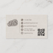 Esthetician Beige Linen Modern Elegant QR Code 名刺 (裏面)