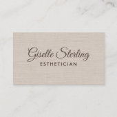 Esthetician Beige Linen Modern Elegant QR Code 名刺 (正面)
