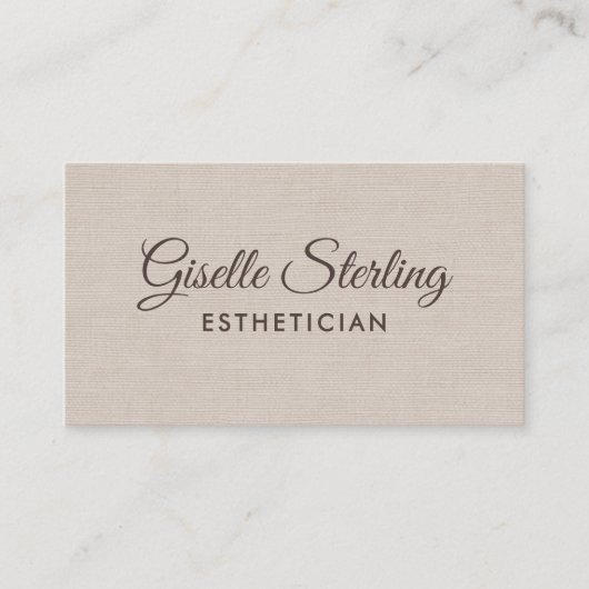 Esthetician Beige Linen Modern Elegant QR Code 名刺 (正面)