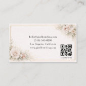 Esthetician Floral Neutral QR Code Professional 名刺 (裏面)