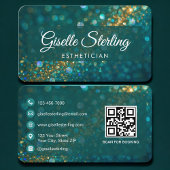 Esthetician Green Gold QR Code Professional 名刺