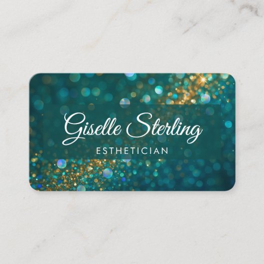 Esthetician Green Gold QR Code Professional 名刺 (正面)